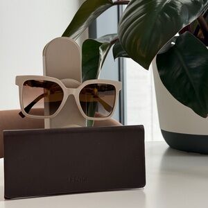 Fendi Dark Purple and White Frame Sunglasses with Gold Accent